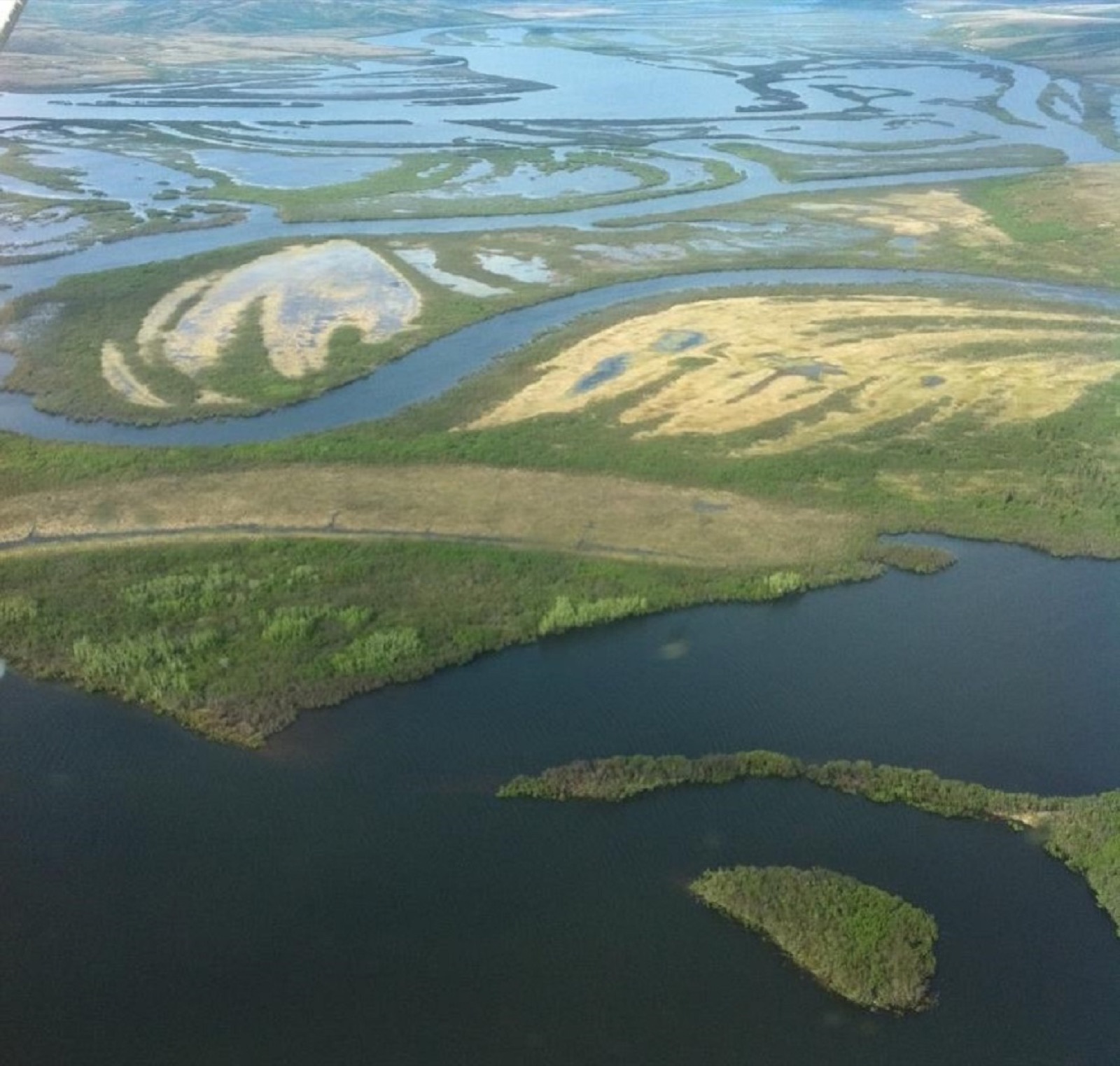 The braided Yukon River near St Mary's, Alaska, where the 1,200 km descent of June 2024 ended.