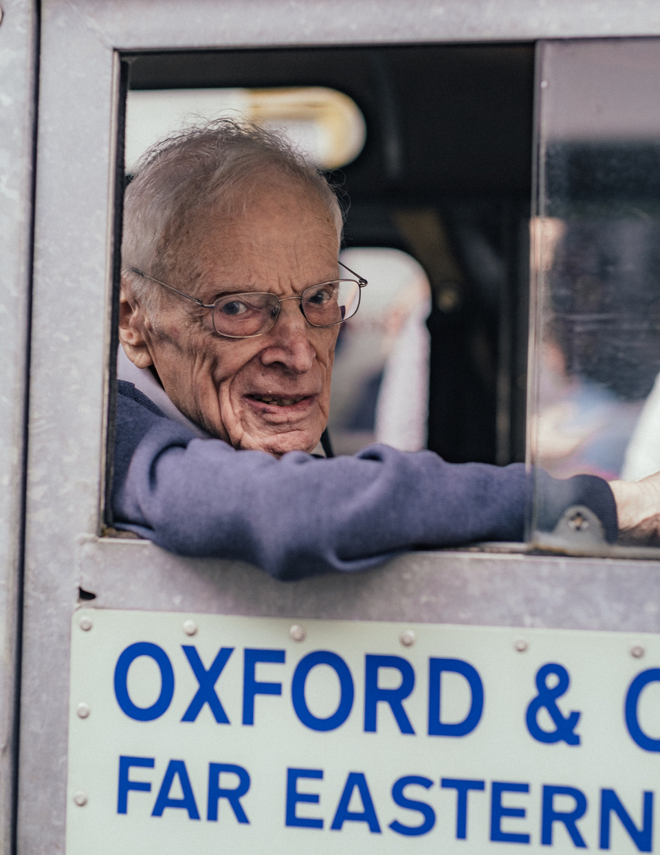 Tim Slessor, writer of the 1955–56 expedition, photographed in December 2019 as The Last Overland came home.