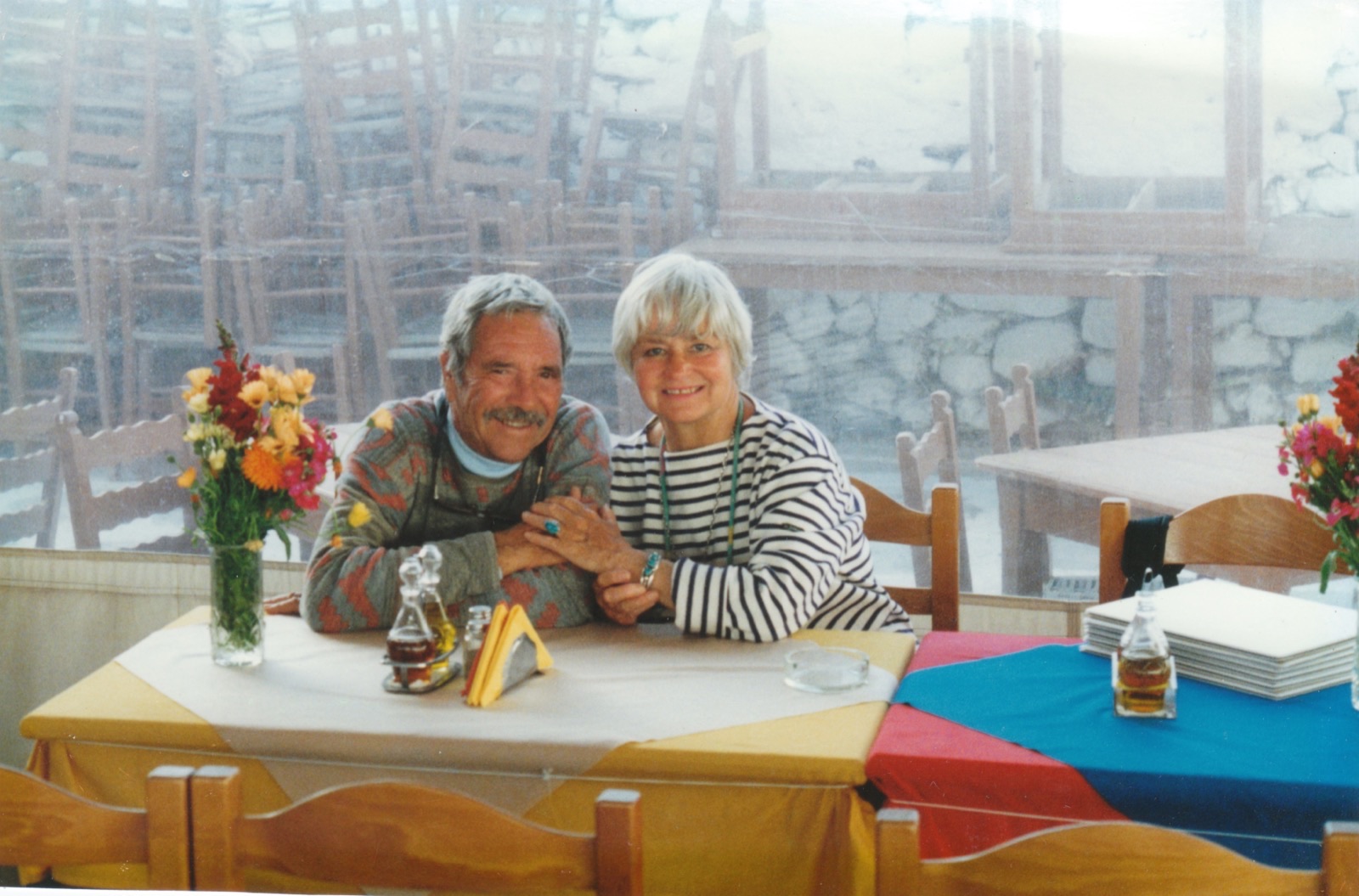 Frank and Helen Schreider in later life, photographed in Greece; the pair wrote, photographed and filmed all their National Geographic journeys as a team.