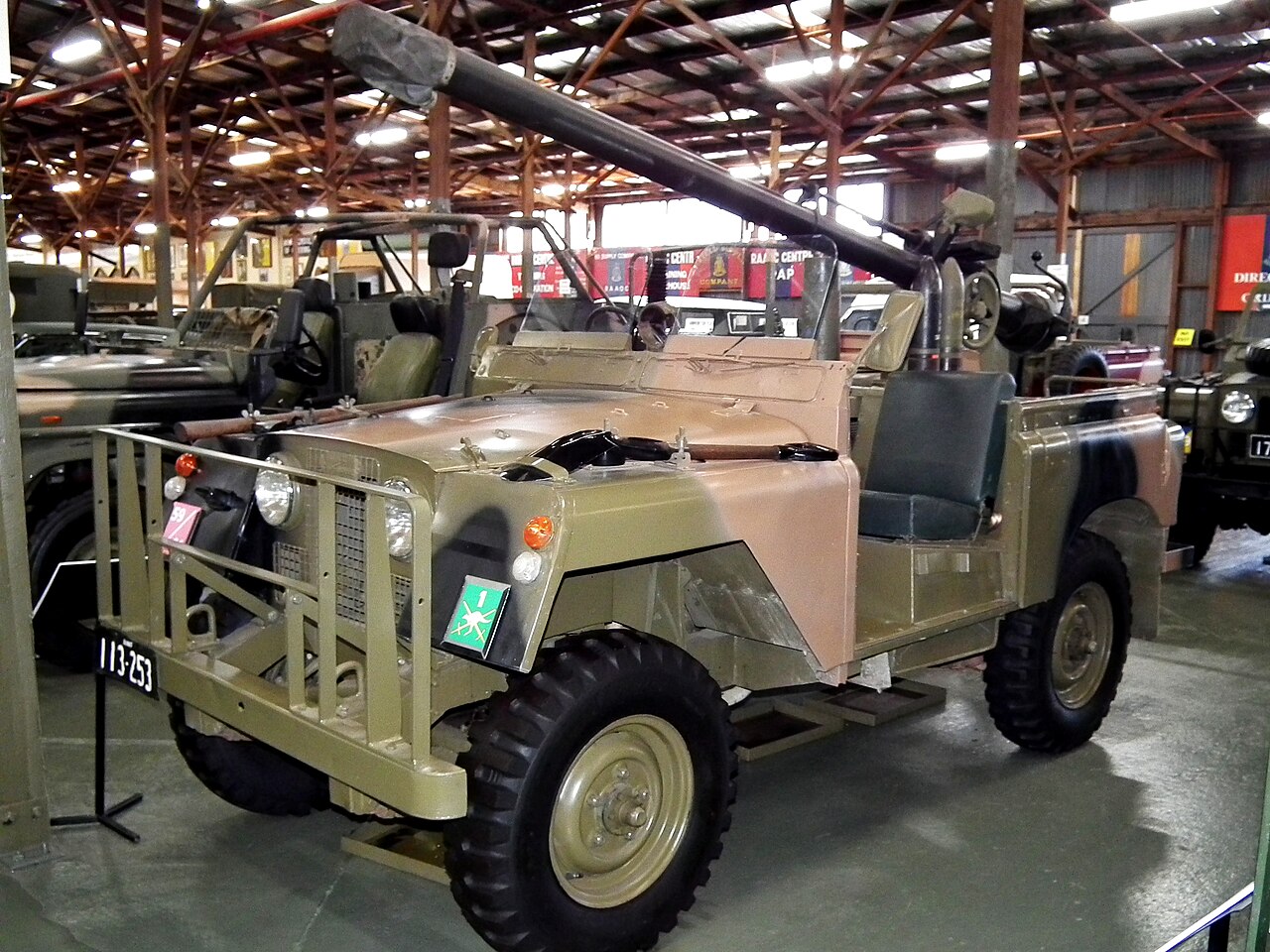 A vehicle they built: a Series 2A 88-inch Gunbuggy with its 106 mm recoilless rifle, preserved at the Army Museum Bandiana, Victoria — one of the 69 conversions carried out at Broadmeadows.