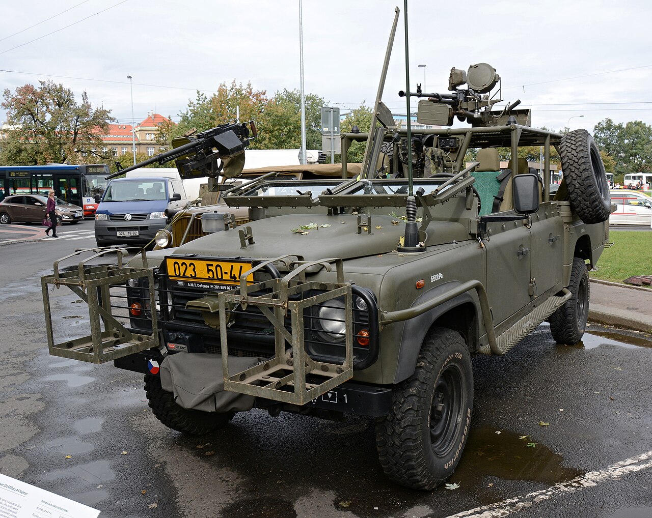 Defender 130 Kajman — Land Rover 130 Military A4 Kajman of the Czech Army displayed in Prague for the general staff's 95th anniversary, October 2014