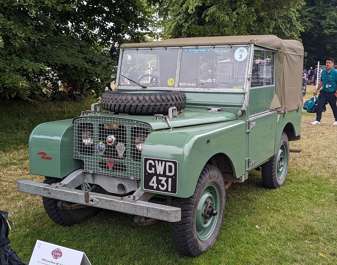 Series I 80″ — 1948 Land Rover Series I 80-inch soft top in the launch-era light green
