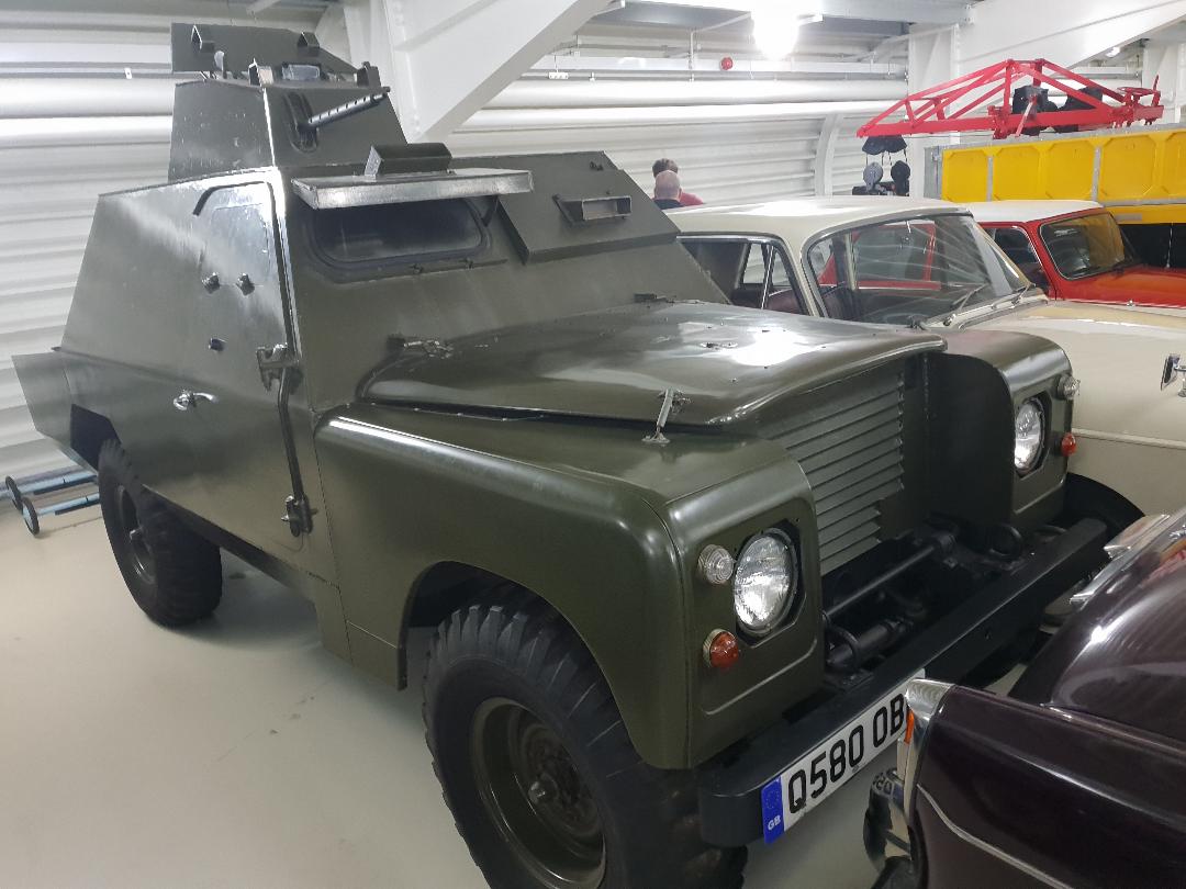 Shorland Mk 1 APC — Shorland armoured car dated 1967 at the British Motor Museum, Gaydon. The source gives a year but not a mark; a 1967 car could be a late Mk 1 or an early Mk 2, which are outwardly near-identical.